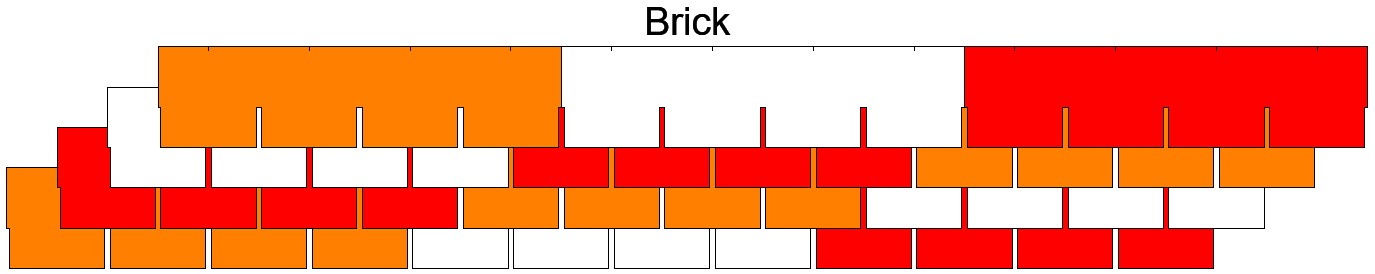 Схема чередования фасадной плитки Brick. Каждый цвет соответстует отдельной упаковке фасадной плитки Схема чередования фасадной плитки Brick. Каждый цвет соответстует отдельной упаковке фасадной плитки