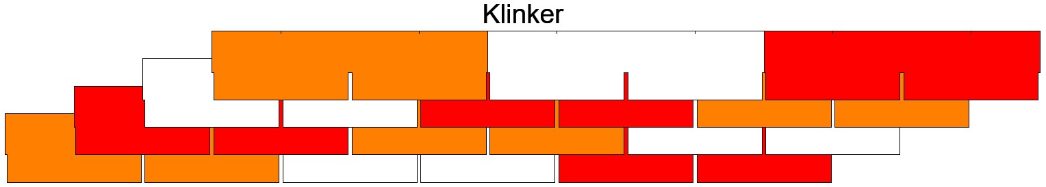 Схема чередования фасадной плитки Klinker. Каждый цвет соответстует отдельной упаковке фасадной плитки Схема чередования фасадной плитки Klinker. Каждый цвет соответстует отдельной упаковке фасадной плитки